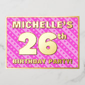 26e verjaardag van de opstand - vuurroze harten en folie uitnodiging (Voorkant)