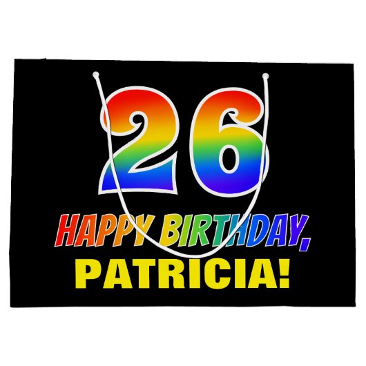 26e verjaardag: Vet, Vun, eenvoudig, regenboog 26 Groot Cadeauzakje (Achterkant)