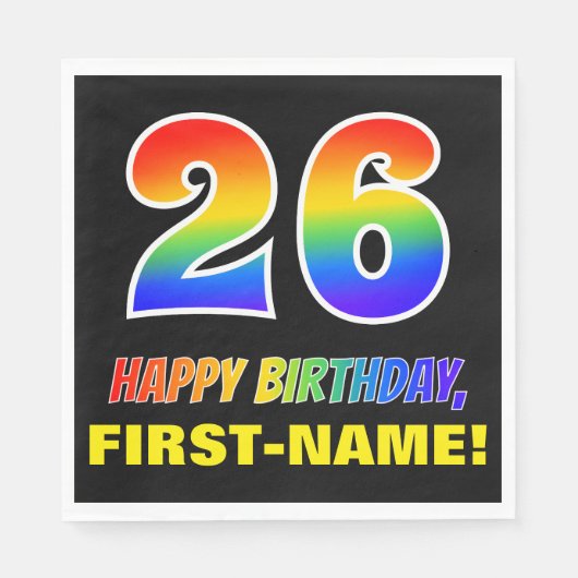 26e verjaardag: Vet, Vun, eenvoudig, regenboog 26 Servet (Voorkant)