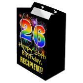26e verjaardag: Vuurwerk Fun Pattern + Regenboog 2 Medium Cadeauzakje (Achterkant Gekanteld)