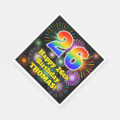 26e verjaardag: Vuurwerk Fun Pattern + Regenboog 2 Servet (Hoek)