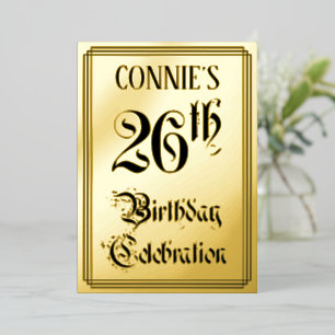 26e verjaardagsfeest — Elegant schrift + aangepast Folie Uitnodiging