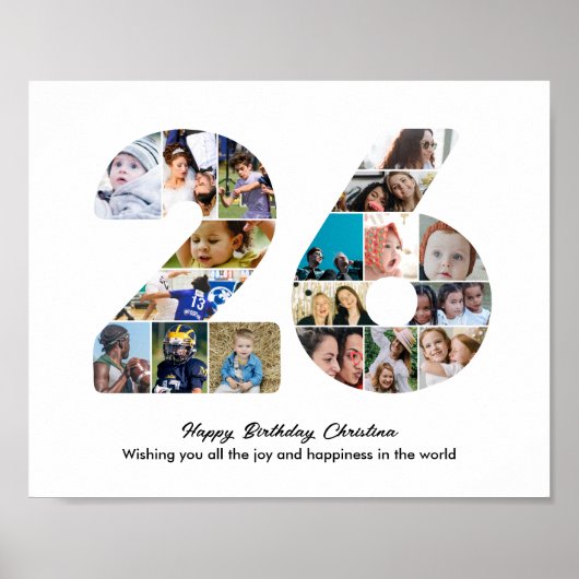 26e Verjaardagsfeest Nummer 26 Fotocollage Poster (Voorkant)