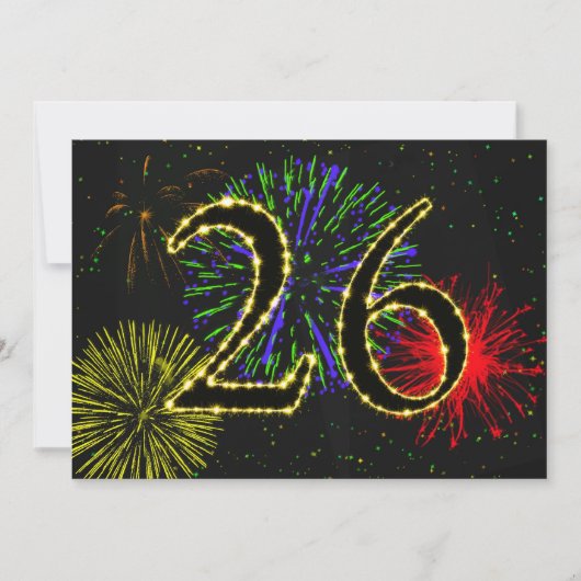 26e verjaardagsfeest uitnodigen kaart (Voorkant)