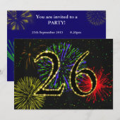 26e verjaardagsfeest uitnodigen kaart (Voorkant / Achterkant)