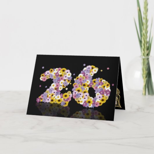26e verjaardagskaart met bloemen letters kaart (Voorkant)