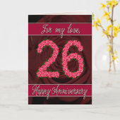 26e verjaardagskaart met rozen en bladeren kaart (Gele Bloem)