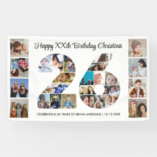 26e verpartij Cijfer 26 fotocollage Spandoek