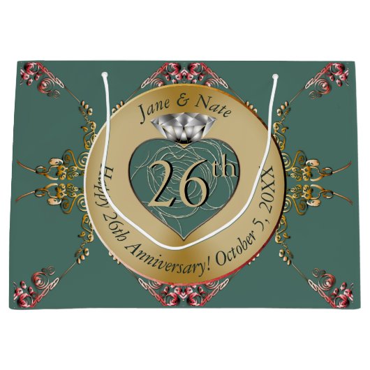 26th/any bruiloft Jubileum Groot Cadeauzakje (Voorkant)