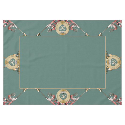 26th/any bruiloft Jubileum tafelkleed (Voorkant (Horizontaal))