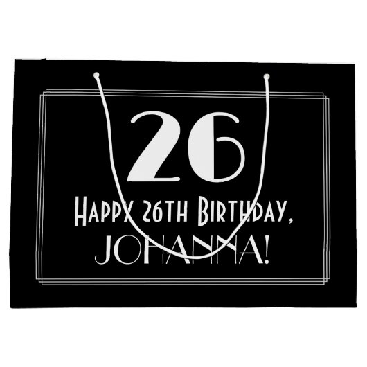26th Birthday: Art Deco Inspired Style "26", Name Groot Cadeauzakje (Achterkant)
