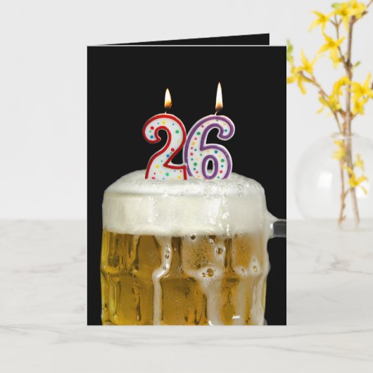 26th Birthday Beer Kaart (Gele Bloem)