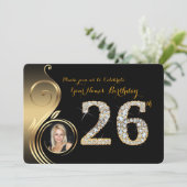 26th, Birthday Invitation, Number Diamond, Foto 2 Kaart (Staand voorkant)