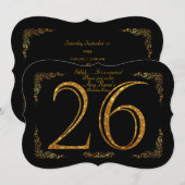 26th, Birthday party 26th, geweldige Gatsby, zwart Kaart (Voorkant / Achterkant)