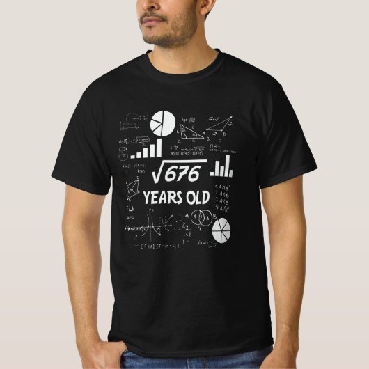 26th Birthday Square Root Math 26 Years Old Bday T-shirt (Voorkant)