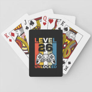 26th Level Unlocked 26 Gaming Vintage Pokerkaarten