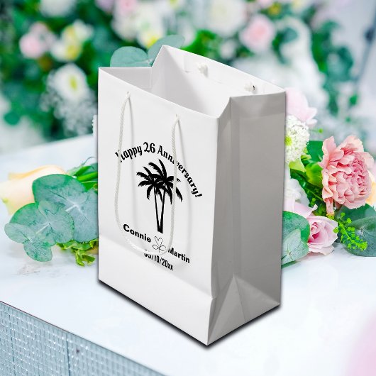 26th Wedding Anniversary Palm Trees Medium Cadeauzakje