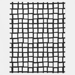 270215 Onregelmatige rechthoeken - wit op zwart Fleece Deken