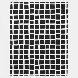 270215 Onregelmatige rechthoeken - Zwart op wit Fleece Deken