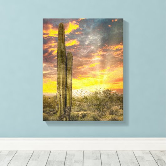 2706 - De woestijn van Arizona bij zonsondergang Canvas Afdruk (Insitu (Houten vloer))