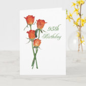 2723 Happy 95th Birthday Sinaasappel Rozen Kaart (Gele Bloem)