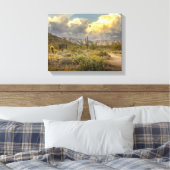 2729 - Arizona woestijn met bergen, cactus, wolken Canvas Afdruk (Insitu (Slaapkamer))