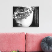 2733-Dame met Masquerade Masker Canvas Afdruk (Insitu (Woonkamer))