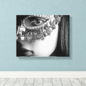 2733-Dame met Masquerade Masker Canvas Afdruk (Insitu (Houten vloer))