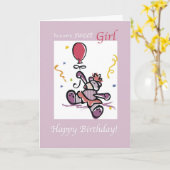 2779 Beer Roze ballon Birthday Kaart (Gele Bloem)