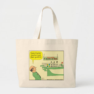 278 Engelse leraar Cartoon in kleur Grote Tote Bag