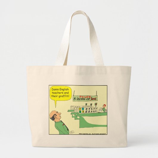 278 Engelse leraar Cartoon in kleur Grote Tote Bag (Voorkant)