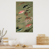 27. 諸 図, 若 diverse vissoorten, Jakuchu, Japan Art. Poster (Keuken)