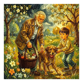 27.03" x 27.03 Opa Regenachtige Dag Foto Afdruk