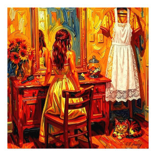 27.03" x 27.03 Trendy Kunst - Meisje Fantasie Foto Afdruk