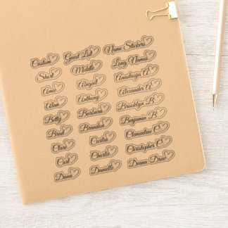 27 Aangepaste gastlijst namen grijs liefdeshart   Sticker