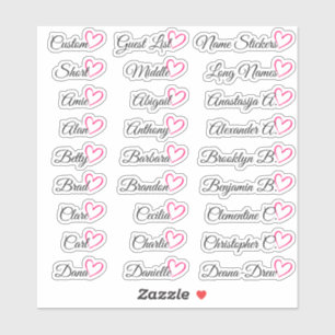 27 Aangepaste gastlijst namen helder roze hart   Sticker