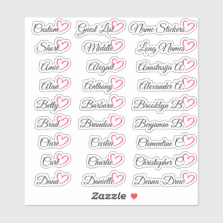 27 Aangepaste gastlijst namen helder roze hart   Sticker