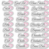 27 Aangepaste gastlijst namen helder roze hart   Sticker (Voorkant)