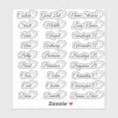 27 Aangepaste gastlijstnamen Grijs liefdeshart   Sticker (Vel)
