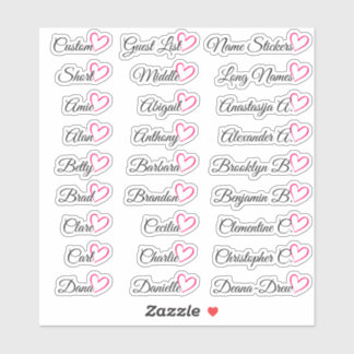 27 Aangepaste namen van gastenlijsten Bright Pink Sticker