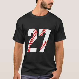 27 Baseball Laces Baseball Mom Jersey Number 27 T-shirt