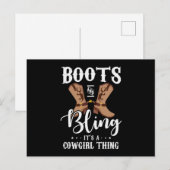 27.Boots en Bling zijn een cowgirl ding Aankondigingskaart (Voorkant / Achterkant)