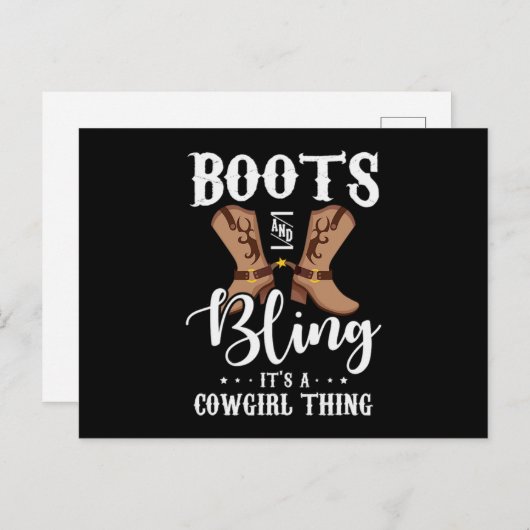 27.Boots en Bling zijn een cowgirl ding Uitnodiging Briefkaart (Voorkant / Achterkant)