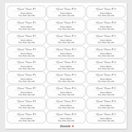 27 Custom Clear or White Wedding Guest Address  Sticker (Vel)