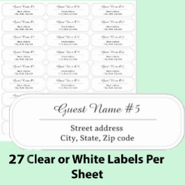 27 Custom Clear or White Wedding Guest Address Sticker
