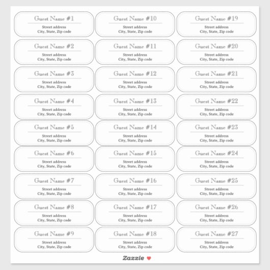 27 Custom Clear or White Wedding Guest Address Sticker (Vel)