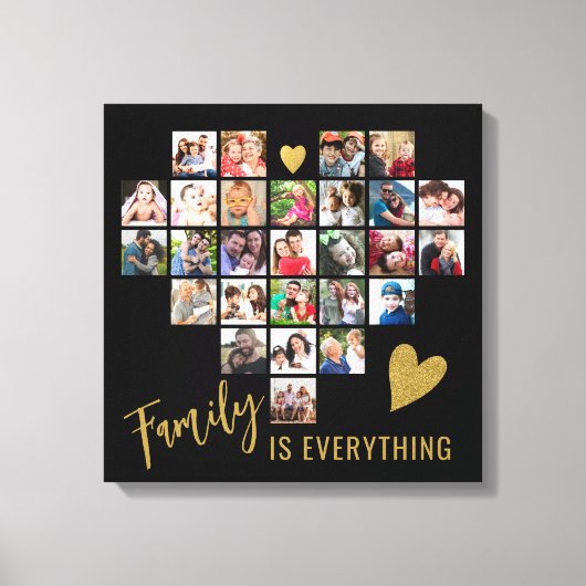 27 Foto Collage Heart Sjabloon Family Quote Black Canvas Afdruk (Voorkant)
