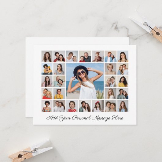 27 Foto Collage Voeg je eigen Wenskaart toe Kaart (Voorkant / Achterkant in situ)