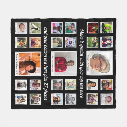 27 Fotocollage met aangepaste tekst Fleece Deken (Voorkant (Horizontaal))