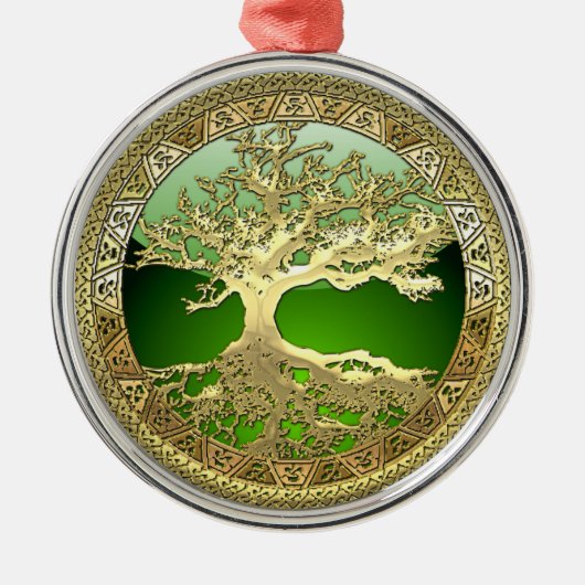 [27] Golden Celtic Tree of Life Metalen Ornament (Voorkant)